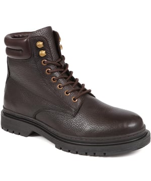 Step into a world where grunge meets grandeur with these lace-up leather ankle boots. Smooth to the touch with added edge, they?re a melody of soft, cushioned trims and rebellious charisma. These boots are not just for walking, they're a statement of versatility, ready to accompany you from dawn's first light to the city's midnight pulse.