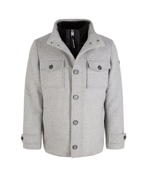 Wärmende Outdoor-Jacke aus robustem, knitterfreiem Twill mit Stehkragen, Reißverschluss und Seitentaschen in normaler Passform.