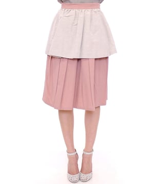 Hermosa falda completamente nueva con etiquetas  
100% auténtica, exclusiva de Comeforbreakfast  
Hecha en Italia  
Mejor artesanía  
Hasta la rodilla  
Cierre con cremallera en la parte posterior  
Detalles del logo  
Color rosa y gris  
Material: 39% lino, 32% nailon, 29% algodón