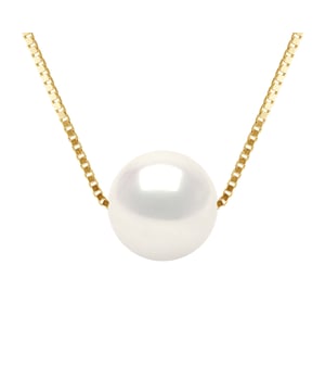 Ketting Genuine Gekweekte Pearl Freshwater Round 9-10 mm - Kwaliteit AAAA + - Colori NATURAL WHITE - Lengte 42 cm - Ketting Venetiaanse Yellow Gold 375 duizendste - 2 jaar garantie op fabricagefouten - Wordt geleverd in een koffer met een Certificaat van Echtheid en een internationaal garantie - Al onze juwelen zijn gemaakt in Frankrijk.