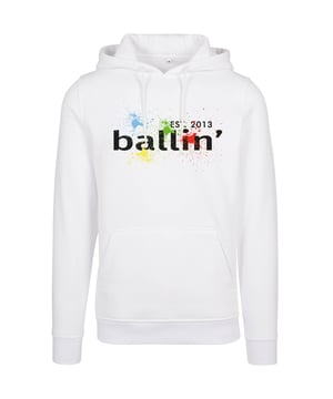 Sudadera con capucha para hombre de la marca Ballin Est. 2013. Esta sudadera con capucha de Ballin Est. 2013 está confeccionada en algodón y poliéster, y tiene un corte regular. El suave algodón y poliéster proporciona una gran comodidad.  Nombre del modelo: Sudadera con capucha Paint SplatterCategoría: sudadera con capucha para hombreMateriales: algodón y poliésterColor: blanco