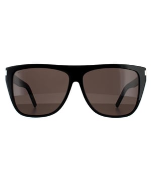 Saint Laurent Square Womens Black Grey Smoke Sonnenbrille Saint Laurent sind mit Saint Laurents berühmten flachen Top und ikonischen Ecke Metallarbeit gestylt. Sie ist aus leichtem Acetat für ein angenehmes Tragegefühl gefertigt und mit eingravierten Saint Laurent-Logos an den Bügeln versehen.
