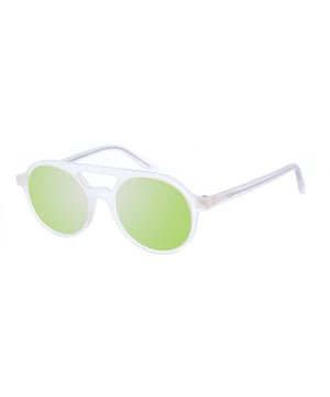 Gafas de sol Kypers con montura de acetato.
Color Transparente mate
Forma ovalada.
Lentes de color Rosa
Patillas de acetato, con el nombre de la marca grabado.
100% Protección UV. 
Cristales antirreflejo polarizados.
Incluye una funda de tela de protección.

Medidas  Alto lente: 43 mm
Ancho lente: 50 mm.
Puente: 21 mm.
Patillas: 145 mm.


Limpieza y manutención:
-Limpiar las gafas con agua y jabón (neutro).
- No utilice paños sucios o abrasivos, que puedan alterar las características de los filtros.
- Utilice solo accesorios y repuestos originales.