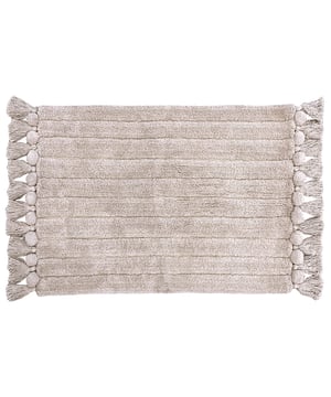 Featuring an ultra-soft ribbed design, complete with coordinating side tassels. Made from 100% Cotton, making this bath mat incredibly soft under foot. This bath mat has an anti-slip quality, keeping it securely in place on your bathroom floor. The 2000 GSM ensures this bath mat is super absorbent preventing post-bath or shower puddles.