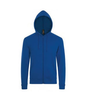 Herren-Kapuzenpullover. Mit überschnittener Schulter. Gebürstete Rückseite aus Fleece. Kapuze mit Kordelzug aus eigenem Material. Durchgehender Frontreißverschluss. Zwei Vordertaschen. Gerippte Bündchen und Saum. 260 g/m². Material: 50% Baumwolle, 50% Polyester. Herren-Brustumfang (in Zoll): S(36/38), M(38/40), L(41/42), XL(43/44), XXL(45/47).