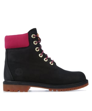 Womens Timberland 6 Inch Heritage Cupsole Boots in black.- Nubuck leather upper.- Lace up style.- Durable ReBOTL™ fabric lining made with at least 50% recycled plastic.- 200g PrimaLoft® insulation for cosy feet.- Guaranteed waterproof seam-sealed construction.- Comfy padded collar.- Removable anti-fatigue footbed for cushioning.- Steel shank for arch support.- Supportive rubber lug outsole.- Leather upper  Leather lining  Synthetic sole.- Ref: CA44KX