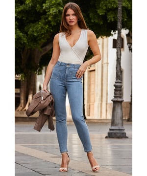 REASONS TO BUY:

Your nice tops need them
Our denim is so soft and stretchy
Classic skinny fit
Luxe horn button, pocket front - it's the little details
Timeless blue wash you'll wear with everything
Dress down with trainers and a jumper or take them out with heels and a sparkly top