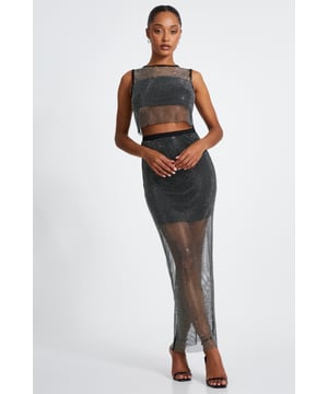 - Mesh finish - Unlined section - Diamante embellished - High waisted - Model height: 5'8" - Model wears uk 8 / us 4 / eur 36 - Always check the care wash label - Cool hand wash with mild detergent