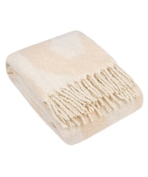 Inspired by modern and minimalist art; the Meta throw features a multitude of fluid abstract jacquard shapes, on an ultra-soft faux mohair fabric. Complete with twisted tassel edging on both sides, this design is perfect for layering within any neutral interior.