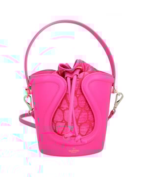 - Material: iconographic canvas
- Color: Pink
- Adjustable shoulder strap
- Drawstring closure
- made in Italy
- Dimensions: W14xH21xD10cm