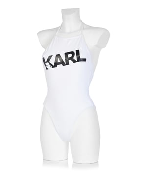 82% Polyamid, 18% Elasthan; Karl Lagerfeld Badeanzug; Modell: KL21WOP03; Hochwertig verarbeitet; Träger zum Schnüren; Schmale Passform; Karl Lagerfeld Logo-Details