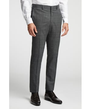The perfect pairing for the slim fit Sagan suit jacket, or for mixing and matching with other smart-casual favourites, the slim fit Sagan suit trousers from Ted Baker are your next must-have.Crafted in a luxuriously soft wool blend, with a charcoal blue pow check, these smart suit trousers are suited to every occasion.