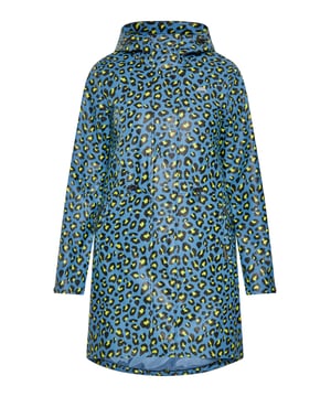 Accentueer je stijl op regenachtige dagen met dit regenjack met luipaardprint. De jas heeft een normale pasvorm en een lengte tot halverwege de dij, een verstelbare capuchon en gelaste naden voor waterbestendigheid. De ritssluiting is verborgen onder drukknopen en twee voorzakken zorgen voor functionaliteit. Jas met lange mouwen, verstelbare trekkoorden in de taille. Stap naar buiten in deze parka met cheetahprint, ontworpen voor zowel mode als functionaliteit. De jas is gemaakt van 3000 mm waterdichte stof.  regenparka