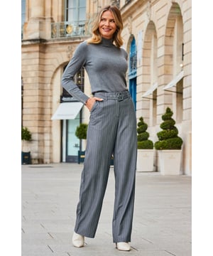 Meet your new wardrobe staplePinstripes are always in styleFlattering wide-leg cutComfort and chic - what's not to love?Waist-defining tie beltAdd a white shirt for a stylish 9-5 lookInside leg to fit: Short 29" | Regular 31" | Long 33"