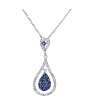9K (375) White Gold: 1.3gr; # Diamond: 0.14ct; # Sapphire: 0.28ct