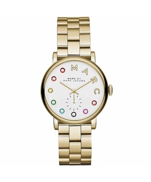Specification Details Brand Marc by Marc Jacobs Model MBM3440 Barcode Number 796483196476 Gender Women's Case Diameter 36 mm Case Material Stainless Steel Case Colour Gold Dial Colour White Band Material Gold Band Colour Gold Movement Quartz Chronograph No Water Resistance 5 ATM