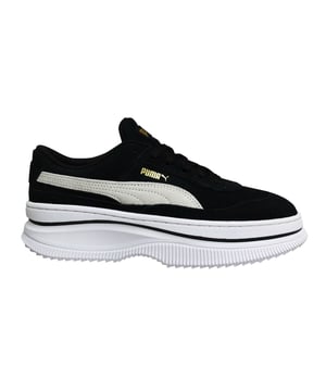 Puma Deva Suede Leather Zwart Wit Lace Up Damestrainers 372423 03