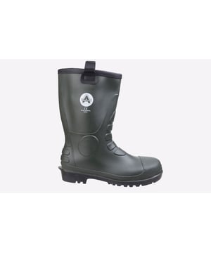 Deze lichte, waterproof riggerschoen met warme voering heeft een 200 Joule impact- en compressiebestendige stalen neuskap, naast extra bescherming onder de voet dankzij een stalen tussenzool. - Impact- en compressiebestendige stalen neuskap - Antistatisch met een energieabsorberende hak - Waterproof PVC bovenwerk - Penetratiebestendige stalen tussenzool - Weerstand tegen slippen op keramische oppervlakken - Textiel gevoerde schoenen houden je voeten warm - Duurzaam rubberen loopzool