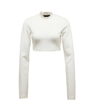 Puma x Rihanna Fenty Womens Cropped Mock White Neck Top 573174 02 A50C