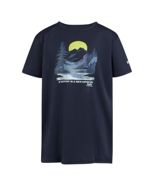 100% Polyester. Gewebetechnik: langlebig, Feuchtigkeitsabweisend, Schnelltrockend. Design: Logo, Berg, Aufschrift, Der Mond, Baum. Rundhalsausschnitt. Nachhaltigkeit: Aus recyceltem Material. Kurzärmlig. UV-Schutzfaktor: LSF 40+.