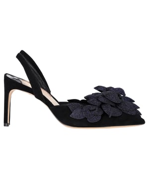 VINTAGE, RRP AS NEW
Make a chic style statement with these designer pumps. They showcase pointed toes, glitter details, sturdy heels, and durable soles, perfect for your fashionable outings!

with box

Sophia Webster Jumbo Lilico Pumps in Black Suede 
Condition: Very good
Signs of wear: Include Box., Minor markings, Lightly used but very well maintained. Minor mark at soles & creasing, light scuffing at the soles and heels.
Packaging: Box
Color: black
Material: Suede
Size: EU40
Measurements: Heel height: 85; Insole length: 270
SKU: NAPPUGBSH371730W