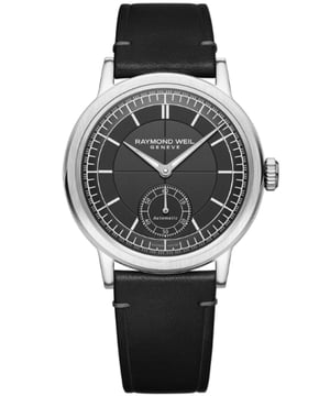 Deze Raymond Weil Millesime Analoge Horloge voor Heren is het perfecte tijdstip om te dragen of als cadeau. De zilveren 39 mm ronde kast in combinatie met de comfortabele zwarte leren horlogeband zorgt ervoor dat je van dit verbluffende horloge kunt genieten zonder enige concessies. Aangedreven door een hoogwaardige automatische beweging en waterbestendig tot 5 bar, blijft je horloge tikken. Voor deze inaugurele millesime collectie eert RAYMOND WEIL de rijke tradities van de horlogerie terwijl het de eenvoud van verfijnd ontwerp viert. Dit analoge horloge heeft de functie: Swiss Made en Luminous Hands. Hoogwaardige zwarte leren band met een lengte van 21 cm en een breedte van 21 mm met een gesp. Kastdiameter: 39 mm, kastdikte: 10 mm, kastkleur: zilver en wijzerplaatkleur: antraciet.