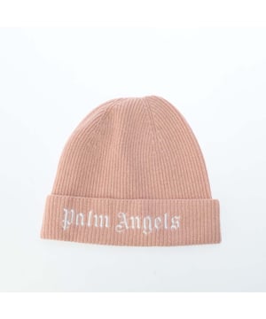 Junior Palm Angels Knit Logo Beanie in pink - white.- Rib knit.- Turn-up cuff with embroidered Palm Angels logo.- One size.- 35% Polyamide  30% Wool  30% Viscose  5% Cashmere.  Hand wash- Ref: PGLC0050013001