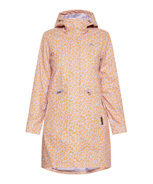 Betonen Sie Ihren Regentagsstil mit dieser Regenjacke mit Leopardenmuster. Die Jacke hat eine normale Passform und eine Länge bis zur Mitte des Oberschenkels, eine verstellbare Kapuze und verschweißte Nähte für Wasserbeständigkeit. Der Reißverschluss ist unter Druckknöpfen versteckt und zwei Fronttaschen sorgen für Funktionalität. Jacke mit langen Ärmeln und verstellbaren Kordelzügen in der Taille. Gehen Sie hinaus in diesen Parka mit Gepardenmuster, der sowohl modisch als auch funktional ist. Die Jacke besteht aus 3000 mm wasserdichtem Stoff.  regenparka