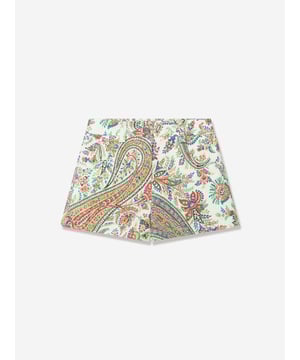 Etro depict modern sophistication in their beautifully constructed Italian designs. This girls shirt skirt is reflective of the label's passion for the Enlightenment. Crafted in the brand's signature motif featuring hypnotic paisley patterning and pockets with embroidered detail. Made In Italy Silver 'Etro' Button With Front Zip Fastening Belt Loops  First Fabric: 97% Cotton, 3% Elastane  Second Fabric: 92% Cotton, 6% Modal, 2% Elastane Embroidery: 100% Polyester