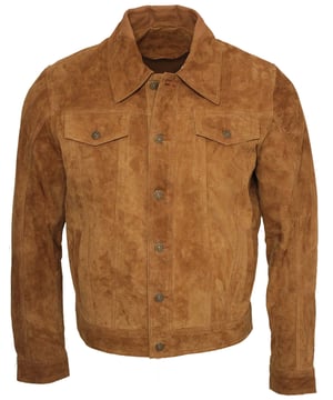 Het stijlvolle, op denim geïnspireerde overhemd wordt opnieuw geïnterpreteerd in het zachtste geitensuèdeleer. Dit slim-fit kledingstuk is jouw stijlstatement en straalt een ontwerp uit dat doet denken aan Americana uit de jaren 70. De jas heeft een drukknoopsluiting en verstelbare tailleband en manchetten voor extra comfort. Dit retro-jack ziet er geweldig uit met je favoriete jeans en een paar