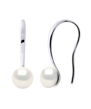 Pendientes - Rhodium 925 milésimo - Pearls de agua dulce Botón de 7-8 mm - Blanco - Sistema de gancho - Entregado en un caso con un certificado de autenticidad y una garantía internacional - Todas nuestras joyas están hechas en Francia.