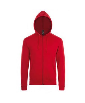 Herren-Kapuzenpullover. Mit überschnittener Schulter. Gebürstete Rückseite aus Fleece. Kapuze mit Kordelzug aus eigenem Material. Durchgehender Frontreißverschluss. Zwei Vordertaschen. Gerippte Bündchen und Saum. 260 g/m². Material: 50% Baumwolle, 50% Polyester. Herren-Brustumfang (in Zoll): S(36/38), M(38/40), L(41/42), XL(43/44), XXL(45/47).