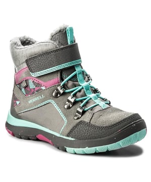 Merrell Moab Polar Waterproof Lace-Up Grey Synthetic Kids Boots MC57100