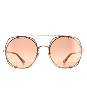 Las gafas de sol Chloe Aviator Womens Gold Brown Gradient Ch0042S son un elegante modelo redondo con una escultural montura cableada, barra superior para las cejas y patillas grabadas con el logotipo de Chloe para mayor autenticidad.