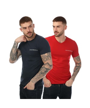 Men's Emporio Armani 2 Pack Underwear Logo T- Shirt in Multicolour.- V- neck.- Short sleeves.- Stretch cotton fabric.- Contrasting Emporio Armani signature logo on the chest.- 95% Cotton  5% Elastane.- Ref: 1118494R717R.