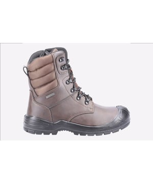 Vollständig wasserdichte Hi-Leg Sicherheitsstiefel mit seitlichem Reißverschluss für schnellen Zugriff, Stahlkappe, Stahlzwischensohle, gepolsterter Mesh-Kragen, PU-Abschürfenschutz, geformtes PU-Fußbett für ganztäglichen Komfort und dämpfende PU-Außensohle.  
- Klassischer 8-Zoll wasserdichter Sicherheitsstiefel. Ideal für die Arbeit im Freien - Obermaterial aus wasserabweisendem Leder  
- Tief gepolsterter, atmungsaktiver Mesh-Kragen bietet besseren Halt und Komfort beim vollständigen Schnüren  
- Seitlicher Reißverschluss für einfachen Zugriff und Abnahme  
- Bequemes und gepolstertes herausnehmbares PU-Fußbett mit Fußgewölbeunterstützung  
- Einspritzgeformter PU-Abschürfenschutz für zusätzliche Haltbarkeit. Ideal bei Arbeiten auf den Knien  
- Dynamische und erhöhte eingespritzte PU-Zwischensohle verbindet das Obermaterial für erhöhten Schutz