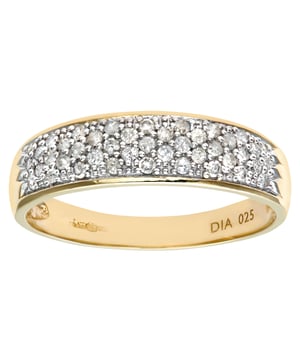 9K (375) geel goud: 1,3 gram; # Diamant: 0,25 ct