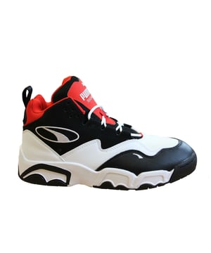 Puma Fuente trinómica Mid Mid White Black Red Lace Up Mens Entrenadores 369829 03