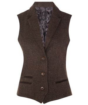 Meticulously crafted to maximise form and function, this women's tweed wool waistcoat is a contemporary spin on a timeless retro classic. With a shaped, tailored design, this waistcoat is made from premium wool with a herringbone pattern and is a perfect accompaniment to formal or casual outfits. Look your best in this timeless classic with this tweed waistcoat that will be a staple of your wardrobe for years to come.