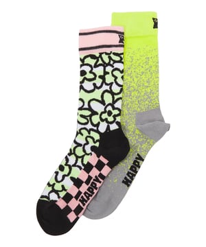 2 Pack Colourful Party Socks Giftbox Set by Happy SocksEmbrace extraordinary comfort and vivid style with the 2-Pack Colourful Party Socks Giftbox Set. Designed to cater to a variety of shoe sizes (36-40, 41-46), these versatile socks harmoniously blend with both casual and formal outfits, making them an ingenious addition to your wardrobe collection. Revel in the outstanding comfort these socks deliver, an absolute essential for everyone.These socks are meticulously crafted to inject a burst of freshness and zest into your daily attire. Boasting an expert mix of comfort, refinement, and adaptability for all seasons, these socks are fashioned to keep pace with your dynamic lifestyle. Made from a breathable mix of 86% Cotton, 12% Polyamide, and 2% Elastane, these unique socks cater perfectly to everyone's comfort needs.The 2-Pack Colourful Party Socks Giftbox Set brings along an array of advantages. Their distinctive floral pattern adds a touch of playful charm to your look, while the soft, breathable combed cotton promises lasting comfort. Moreover, our sweat-absorbent fabric blend ensures top-notch foot hygiene, keeping your feet fresh and odour-free always. Dive into the perfect harmony of comfort and style with this 2-Pack Colourful Party Socks Giftbox Set - your go-to choice for superior sock wear.Key Product Details- Beautiful and colourful- Superior quality materials- Unique design- Suitable for all seasons- Perfect for casual and formal occasions- Extensive size range (36-40, 41-46)