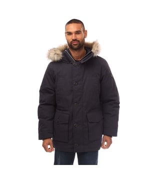 Filled with 90% certified down and 10% feathers  the Winter Parka is a heavy duty  water-repellent winter jacket made for the coldest of days. With a mid-length silhouette  this coat features a detachable faux fur trim at the hood  four outer pockets and two zip inner pockets  an embroidered locker loop at the back  and a silicone logo badge at the shoulder.