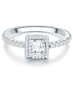 Are you looking for an exquisite engagement ring? This solitaire ring of the 1934 manufacture guarantees an enthusiastic "yes" of her loved ones! A angular zirconia-solitary in brilliant cut is enclosed by many small crystals in the entourage design-a sparkling eycatcher that makes the hearts of fashionistas beat faster. Luxurious detail is the fully occupied ring rail in memoire look. A high -quality rhodium -off protects the ring made of high -glossly polished 925 and reinforces the light silver gloss. A glamorous accessory and an affordable alternative to expensive diamond rings!