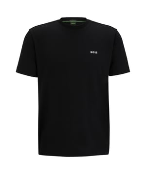 Boss T Shirt Black
Everyone needs a good basic tee at the core of their wardrobe and this BOSS Tee from their green selection certainly fits the bill. 100% cotton, crew neck with short sleeves and a neat printed logo to the chest, this is a smart tee to layer and use all year through.

100% Cotton
Crew Neck
Reg Fit
Style - 50506373