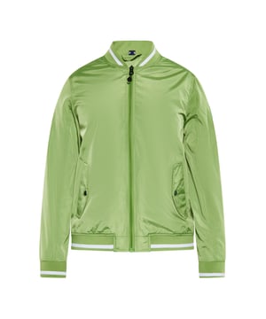 Een bomberjack voor wie op zoek is naar een perfecte mix van stijl en functionaliteit. Deze jas heeft een ritssluiting aan de voorkant die loopt van de onderkant tot aan de kraag voor een veilige pasvorm. De geribbelde structuur bij de kraag zorgt voor een extra vleugje verfijning en wordt aangevuld met contrasterende streepdetails. De geribde elastische banden bij de manchetten en onderzoom zijn vervaardigd met oog voor detail en hebben bijpassende strepen voor een samenhangende look. Met twee voorzakken met knoopsluiting biedt deze jas handige opbergmogelijkheden zonder dat dit ten koste gaat van de stijl. De ingezette mouwen en de normale schoudernaad zorgen voor een comfortabele pasvorm  college jack