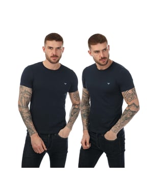 Men's Emporio Armani 2 Pack Assorted Crew Neck T- Shirt in navy.- Round neckline.- Short sleeves.- 2-piece set.- Printed logo.- Straight hem.- 100% Cotton.- Ref: 1112674R722.