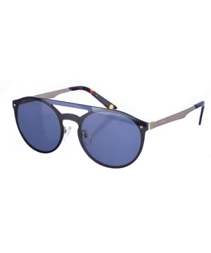 Gafas de sol Kypers con montura de metal.
Color Plateado
Forma ovalada.
Lentes de color Negro
Patillas de metal y acabado en acetato, con el nombre de la marca grabado en aplicación metálico.
100% Protección UV. 
Cristales antirreflejo polarizados.
Incluye una funda de tela de protección.

Medidas:  Alto lente: 50 mm
Ancho lente: 51 mm.
Puente: 22 mm.
Patillas: 140 mm.

Limpieza y manutención:
-Limpiar las gafas con agua y jabón (neutro).
- No utilice paños sucios o abrasivos, que puedan alterar las características de los filtros.
- Utilice solo accesorios y repuestos originales.