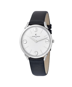 This Pierre Cardin Pigalle Half Moon Analogue Watch for Unisex is the perfect timepiece to wear or to gift. It's Silver 40 mm Round case combined with the comfortable Black Leather watch band will ensure you enjoy this stunning timepiece without any compromise. Operated by a high quality Quartz movement and water resistant to 3 bars, your watch will keep ticking. This casual and modern watch is perfect for all kind of casual activities, indoor activities or daily use, it's also a great gift for family and friend. High quality 21 cm length and  18 mm width Black Leather strap with a Buckle Case diameter: 40 mm,case thickness: 6.55 mm, case colour: Silver and dial colour: White