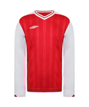 Umbro Long Sleeve V-Ausschnitt Rot/Weiß Kinder Fußball Veloce Top 637679 A54