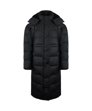 Elevate your winter wardrobe with the Hunter Intrepid Women's Black Long Puffer Coat. Designed to marry style with warmth, this long puffer coat showcases Hunter's commitment to quality, fashion, and functionality in cold weather.

Key Features:

 Long Puffer Design:  The extended length of the coat provides maximum coverage, keeping you warm from neck to knee and adding a touch of sophistication to your winter look.

 Insulating Material:  Crafted with insulating materials, the puffer coat is designed to trap heat, ensuring you stay warm in chilly temperatures.

 Black Color:  The classic black hue offers versatility, allowing for easy pairing with various winter ensembles.

 Quilted Detailing:  The quilted pattern not only enhances the coat's visual appeal but also helps distribute insulation evenly for a cozy and comfortable fit.

 Full-Length Zipper Closure:  The full-length zipper closure offers easy wear and removal while providing additional protection against the cold.

 Removable Hood:  Look for a removable hood for versatile styling options. Wear it for added warmth or remove it for a different look.

 Adjustable Features:  Some coats may feature adjustable elements like a cinched waist or adjustable cuffs, allowing you to customize the fit and silhouette.

 Functional Pockets:  Deep and functional pockets provide storage for essentials and keep your hands warm on colder days.

 Hunter Branding:  Subtle Hunter branding may adorn the coat, reflecting the brand's commitment to quality and style.

Styling Tips:

Pair the Hunter Intrepid Long Puffer Coat with skinny jeans and tall boots for a chic and streamlined winter ensemble.

Add a pop of color with a vibrant scarf or accessorize with Hunter boots to complete the cold-weather look.

Wear this coat for various winter occasions, from city outings to outdoor adventures, without compromising on style.

Stay cozy and stylish all winter long with the Hunter Intrepid Women's Black Long Puffer Coat — a go-to outerwear piece for those who value both fashion and warmth during colder seasons.