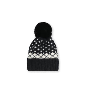 Stay warm and stylish with this extra soft mohair-style hat from James Lakeland. Featuring a faux fur pompom and a ribbed turned-up edge, this fleece-lined winter hat showcases a beautiful monochromatic diamond pattern. It’s the perfect accessory for the colder months.